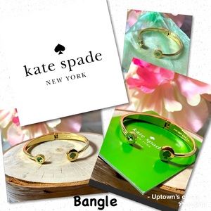 Kate ♠️ Spade bracelet gold green hinged euc